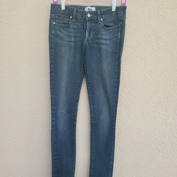 Paige Women's Peg Skinny Jeans Size 27 Stretch Dark Wash Denim - Picture 1 of 5
